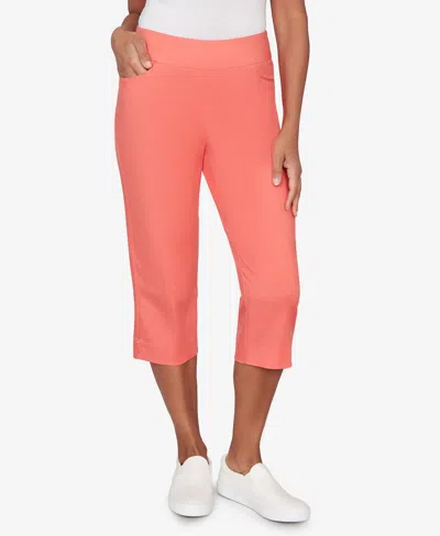 Alfred Dunner Petite Smooth Waist Easy Pull-on Capri Pants In Orange