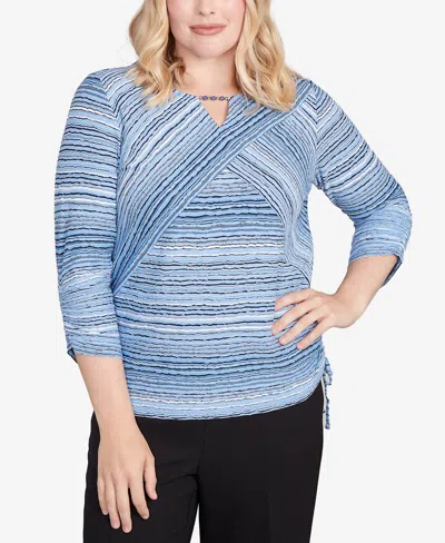 Alfred Dunner Petite Spliced Textured Stripe Knit Top