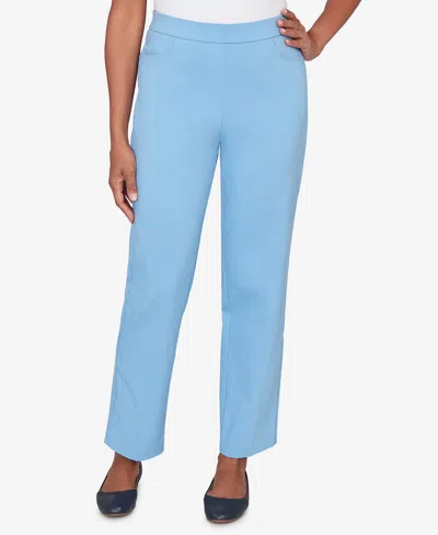 Alfred Dunner Petite St. Augustine Tailored Stretch Comfort Waistband Front Pocket Pants In Blue