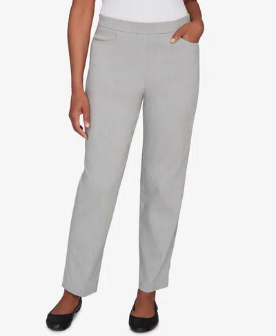 Alfred Dunner Petite Stockbridge Modern Millennium Average Length Pants In Gray