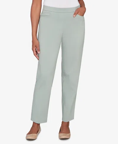 Alfred Dunner Petite Stockbridge Modern Millennium Average Length Pants In Green