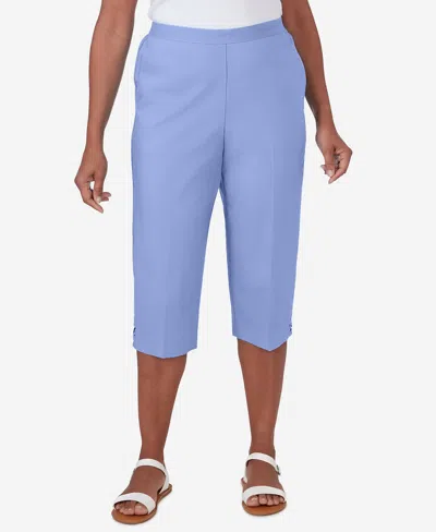 Alfred Dunner Petite Summer Breeze Pull On Double Gauze Capri Pants In Lilac