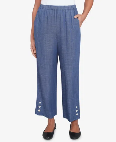 Alfred Dunner Petite Summer Solstice Relaxed Button Detail Ankle Pant
