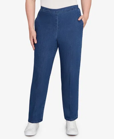 Alfred Dunner Petite Sunset Canyon All Around Elastic Medium Length Denim Jeans In Blue