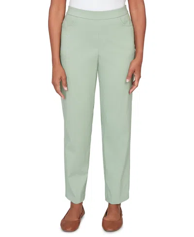Alfred Dunner Petite Tailored Stretch Short Length Pants In Green