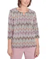 Alfred Dunner Petite Telluride Chenille Zig Zag Top In Rustcopper
