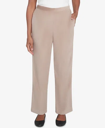 Alfred Dunner Petite Telluride Corduroy Elastic Waist Average Length Pleated Pants In Fawn