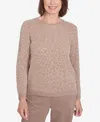 Alfred Dunner Women's Telluride Metallic Cheetah Textured Sweater In Fawn