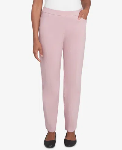 Alfred Dunner Petite Telluride Millennium Faux Fly Front Short Length Pants In Rose Heather