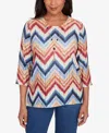 Alfred Dunner Petite Textured Knit Chevron Top In Multi