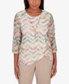 ALFRED DUNNER PETITE TUSCAN SUNSET TEXTURED CHEVRON NECKLACE TOP