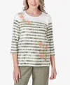 ALFRED DUNNER PETITE TUSCAN SUNSET TIE DYE EMBROIDERY TOP
