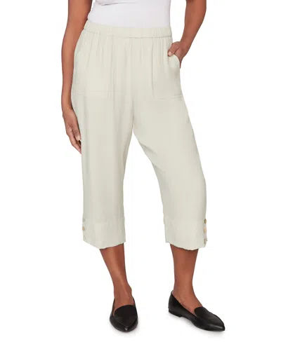 Alfred Dunner Petite Vintage Charm Relaxed Front Pocket Capri Pants In Green