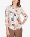 Alfred Dunner Petite Watercolor Floral Top In Multi
