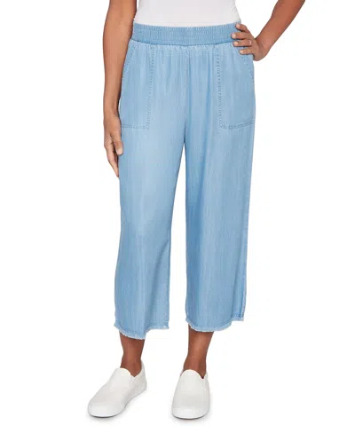 Alfred Dunner Petite Wide-leg Ankle Pants In Blue