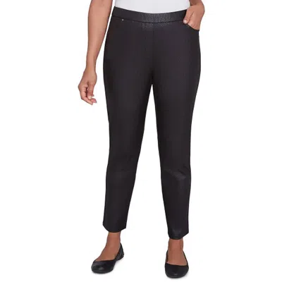 ALFRED DUNNER PETITES RUE RIVOLI WOMENS COATED POLYESTER STRAIGHT LEG PANTS