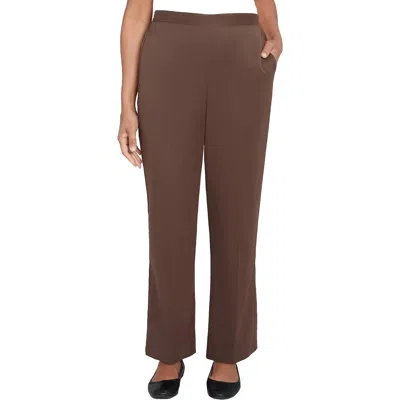 Alfred Dunner Petites Wine Country Womens Solid Polyester Dress Pants In Gold