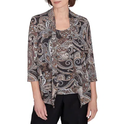 Alfred Dunner Petites Womens 2-in-1 Polyester Blouse In Multi
