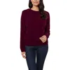 Alfred Dunner Petites Womens Collar Cable Knit Crewneck Sweater In Red