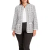 Alfred Dunner Petites Womens Contrast Trim Knit Cardigan Sweater In Gray
