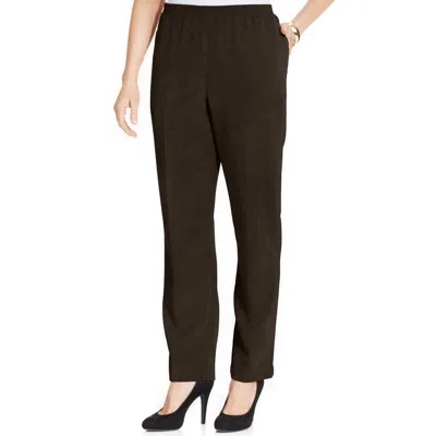 Alfred Dunner Petite Size Classics Pull-on Corduroy Straight Leg Short Length Pants In Brown