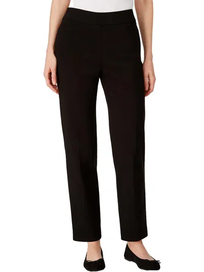 Alfred Dunner Petites Womens High Rise Slimming Straight Leg Pants In Black