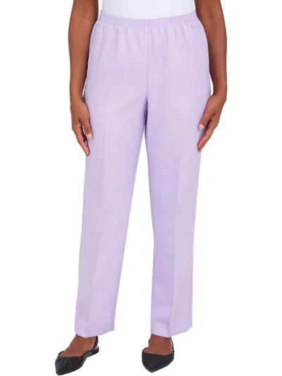 Alfred Dunner Petites Womens High Rise Stretch Straight Leg Pants In Blue