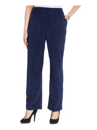 Alfred Dunner Petites Womens Pull On Classic Fit Corduroy Pants In Navy