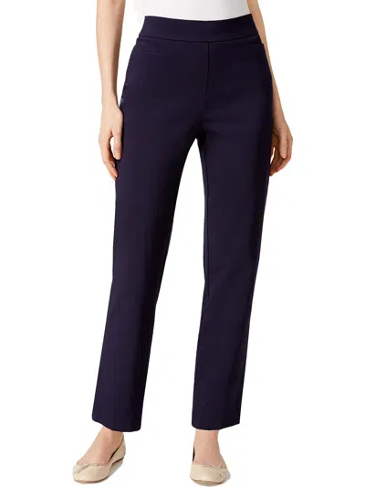 Alfred Dunner Petites Womens Slimming Modern Fit Straight Leg Pants In Blue