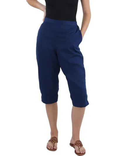 Alfred Dunner Petite Classic Allure Super Stretch Pull-on Clam Digger In Blue