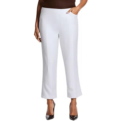 Alfred Dunner Petites Womens Stretch Manmade Straight Leg Pants In White