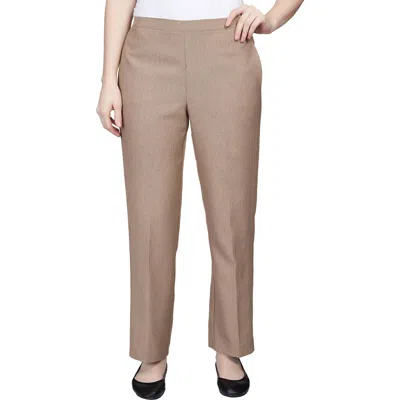 Alfred Dunner Petites Womens Twill Comfort Waist Straight Leg Pants In Multi