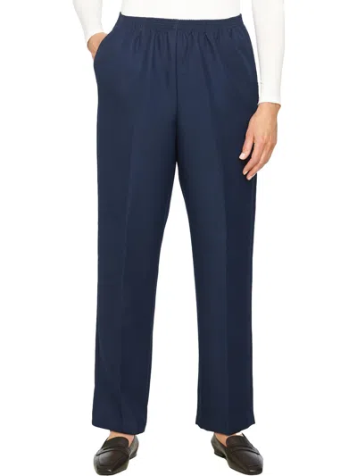 Alfred Dunner Plus Classics Womens Pleated Pull On Straight Leg Pants In Blue