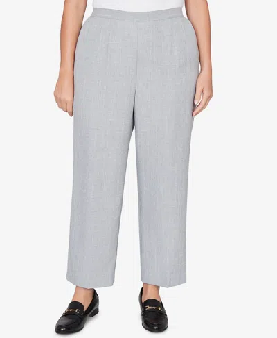 Alfred Dunner Plus Size Al Fresco Tailored Flat Front Short Length Pants In Silver