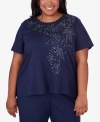 ALFRED DUNNER PLUS SIZE ALL AMERICAN EMBELLISHED BEADED FIREWORK TOP