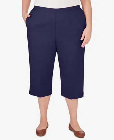 Alfred Dunner Plus Size All American Twill Capri Pants With Pockets In Blue