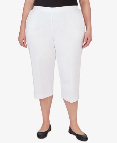 Alfred Dunner Plus Size All American Twill Capri Pants With Pockets In White