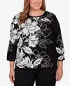 Alfred Dunner Plus Size As Usual Dramatic Floral Jacquard Sweater In Multi