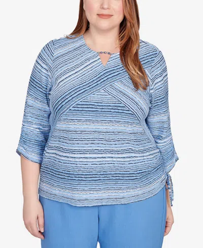 Alfred Dunner Plus Size As Usual Spliced Textured Stripe Knit Top