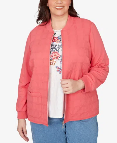 Alfred Dunner Austin Womens Plus Lightweight Quilted Jacket In Red