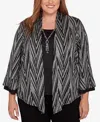 Alfred Dunner Plus Size Barcelona Metallic Chevron Two In One Top With Necklace In Multi