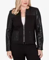 Alfred Dunner Plus Size Barcelona Zip Front Stretch Jacket In Black