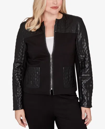 ALFRED DUNNER PLUS SIZE BARCELONA ZIP FRONT STRETCH JACKET