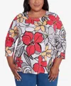 Alfred Dunner Plus Size Bold Floral Print Top In Multi