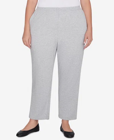Alfred Dunner Plus Size Casual Fridays French Terry Knit Casual Average Length Pants In Grey
