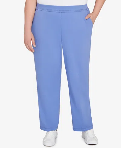 Alfred Dunner Plus Size Casual Vibe Cozy Medium Length Slant Pocket Pants In Blue