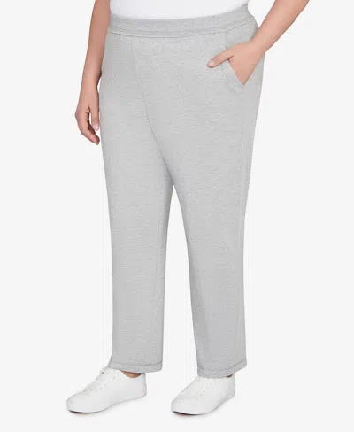 Alfred Dunner Plus Size Casual Vibe Cozy Medium Length Slant Pocket Pants In Gray