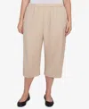 Alfred Dunner Plus Size Catalina Island Patch Pockets Elastic Waistband Capris Pants In Linen
