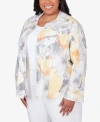 ALFRED DUNNER PLUS SIZE CHARLESTON ABSTRACT WATERCOLOR JACKET