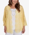 ALFRED DUNNER PLUS SIZE CHARLESTON LACE TWO FOR ONE TOP WITH DETACHABLE NECKLACE